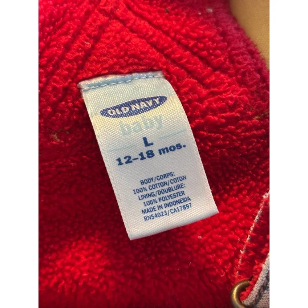 Old navy baby vtg y2k fleece lined denim overalls 12/18 mths logo carpenter